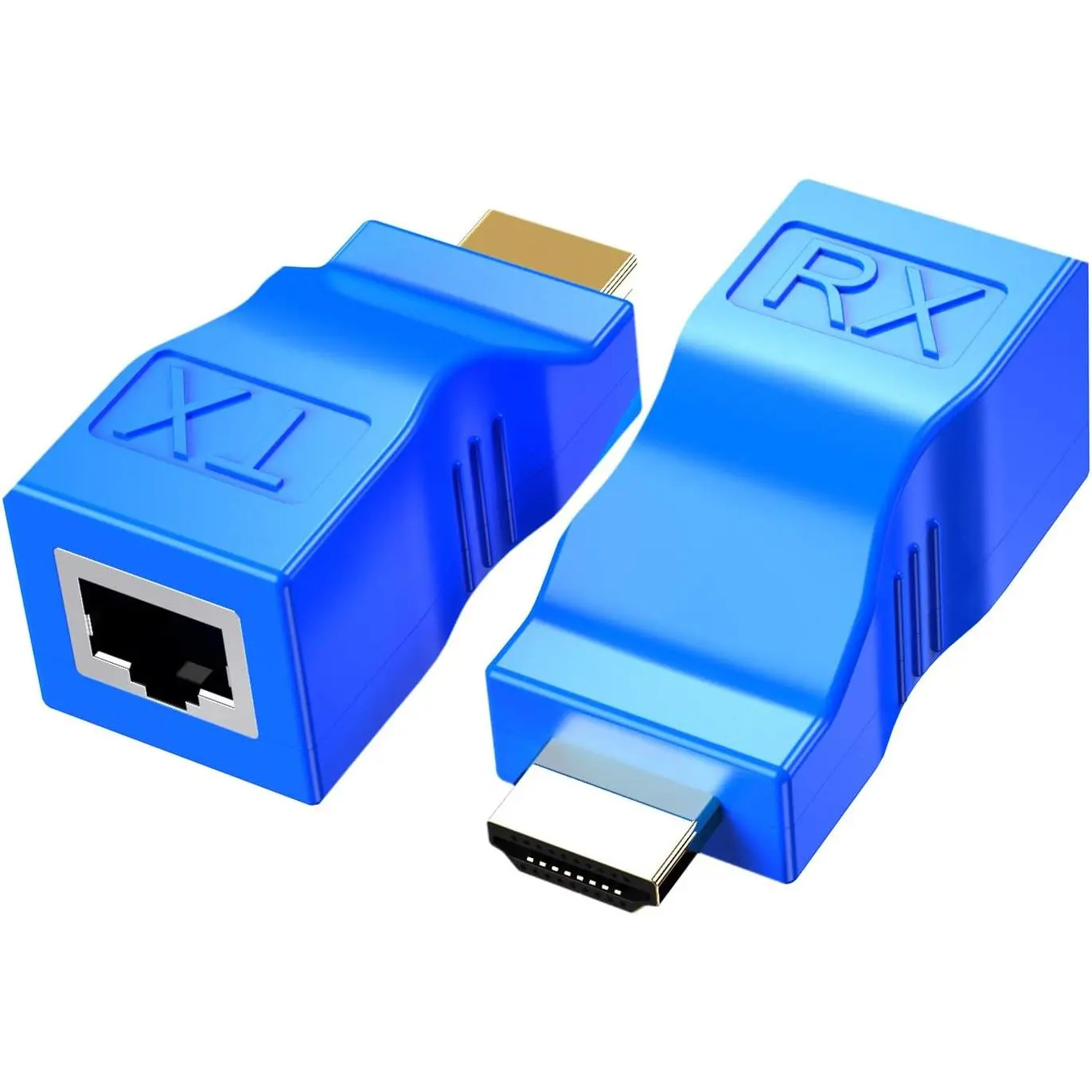 HDMI Repeater, 2 PCS HDMI Extender Transmitter and Receiver Network RJ45 Over Cat 5e / 6 1080p with Built-in Thunder Protection Circuit