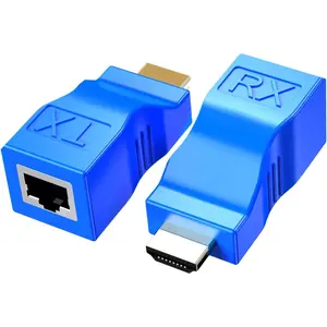 HDMI Repeater, 2 PCS HDMI Extender Transmitter and Receiver Network RJ45 Over Cat 5e / 6 1080p with Built-in Thunder Protection Circuit