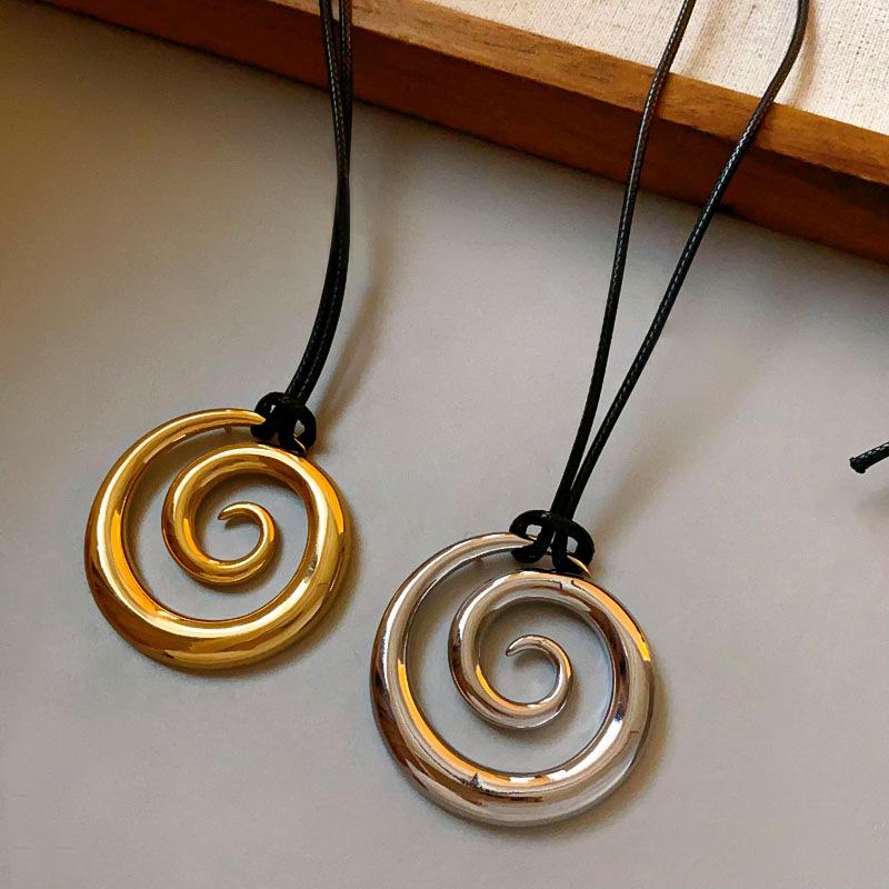 Metal Conch Spiral Shape Pendant Necklace Women'S Fashion Marine ...