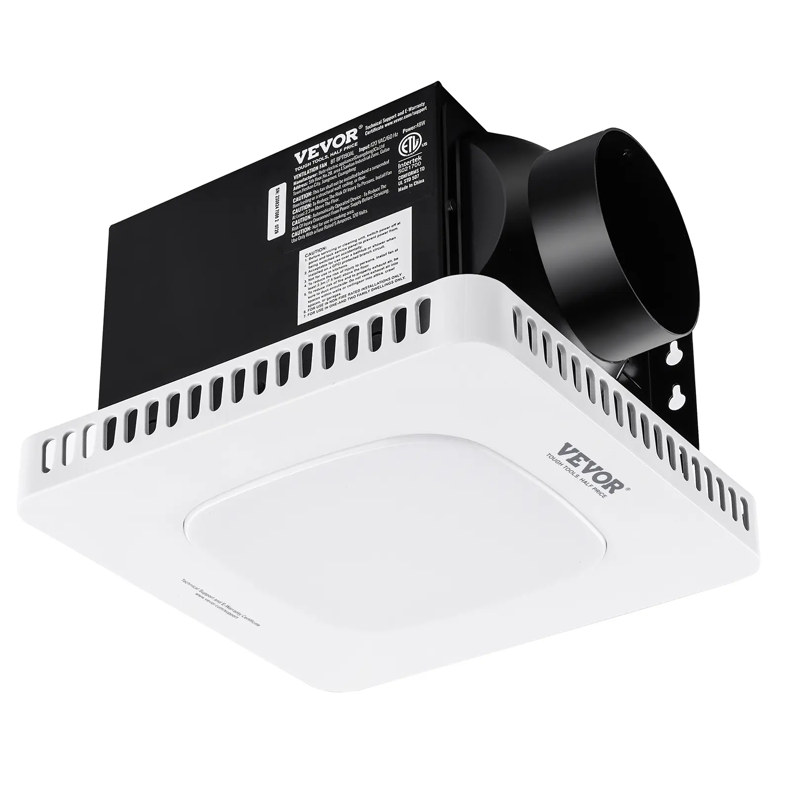 【summerfinds】VEVOR Bathroom Exhaust Fan, 80 CFM High-Efficiency Ventilation, 1.5sones Low Noise Operation All-Copper Motor, Energy-Saving Bathroom Ceiling Fan, No Need For Attic Access, For Various Ceilings, Led Ceiling Light Fan