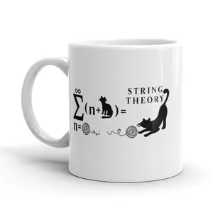 String Theory Coffee Mug Funny Nerdy Cat Math Ceramic Cup - 11oz Funny Coffee Mugs Ceramic Printed Drinkware Cup