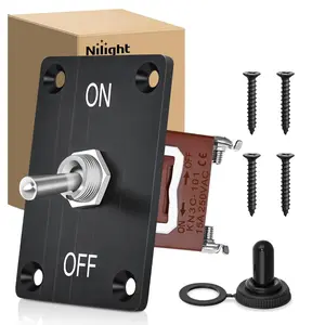 Nilight Heavy Duty Toggle Switch Waterproof 2 Pin 2 Position ON Off SPST 12V DC 30A with Mounting Panel and Weatherproof Cap Cover for Auto Car Marine Boat Automotive