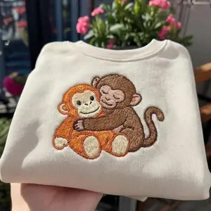 Embroidered Viral Punch Monkey Sweatshirt, Punch Monkey Sweatshirt, Trendy Shirt