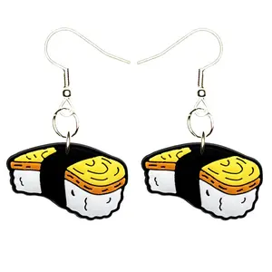 Sushi Earrings Hypoallergenic Silver Plated Fishhooks Yazzle Dazzle Squid Octopus Sashimi Sasabune Mahi Mahi Yellowfin Tuna Fish Wasabi