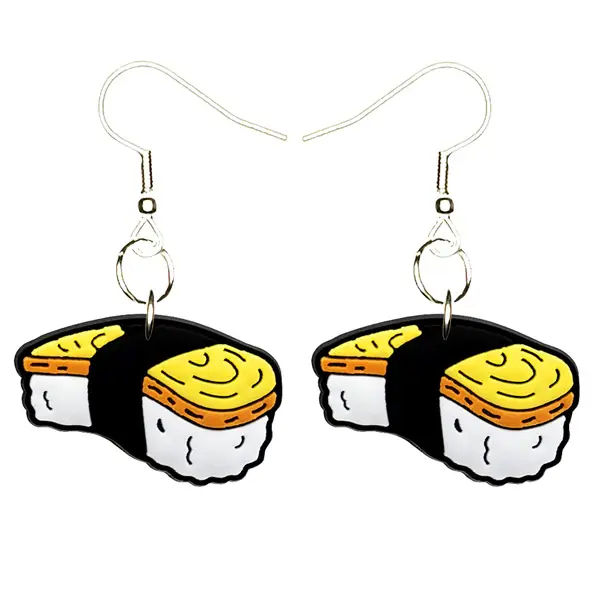 Sushi Earrings Hypoallergenic Silver Plated Fishhooks Yazzle Dazzle Squid Octopus Sashimi Sasabune Mahi Mahi Yellowfin Tuna Fish Wasabi