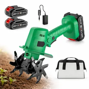 20V Electric Tiller & Garden Cultivator, Soil Loosener, Compact Handheld Design, Comes with Battery and Charger, Ergonomic Handle, Ideal for Soil Tilling, Lawn, Garden and Landscape Maintenance perfect christmas