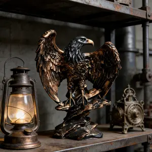 Majestic Spread-Winged Eagle Statue - Vintage Bronze Resin Eagle Figurine for Home Office Decor, Symbol of Success & Courage, Perfect Housewarming & Business Gift for Men