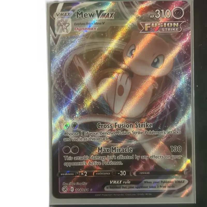 Mew Vmax Fusion Strike Card HP310 Cross Fusion Strike & Max Miracle VMAX  Rule 111/205 - TikTok Shop