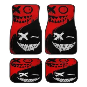 Universal Car Floor Mats Set, Thick Printed Devil Face Design, Fits Tesla Model Y, Small Cars, Suvs, Halloween Christmas Gift