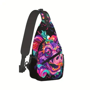Crossbody Sling Backpack Sling Bag Travel Hiking Chest Bag Daypack for Men And Women Chinese Style Colorful Pig Head Multipurpose Crossbody Shoulder Bag Perfect For Fishing Beach Vacation