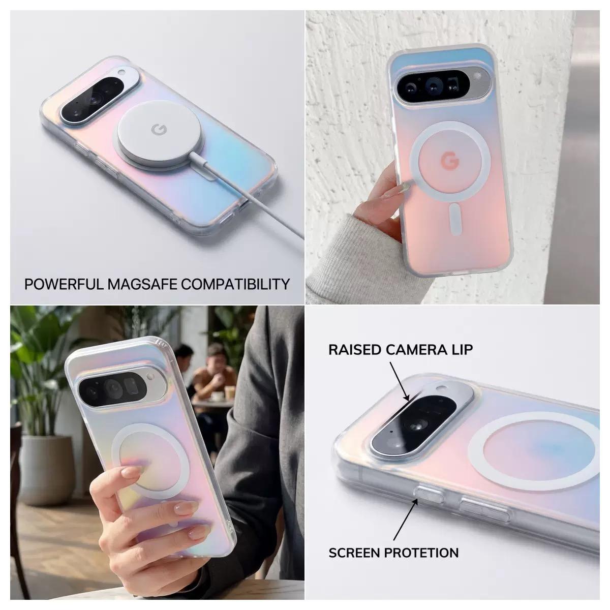 Google Pixel Magnetic Iridescent Armor Shield, Shockproof Heavy Duty Protective Case Compatible with Pixel 10/9/8 Full Series
