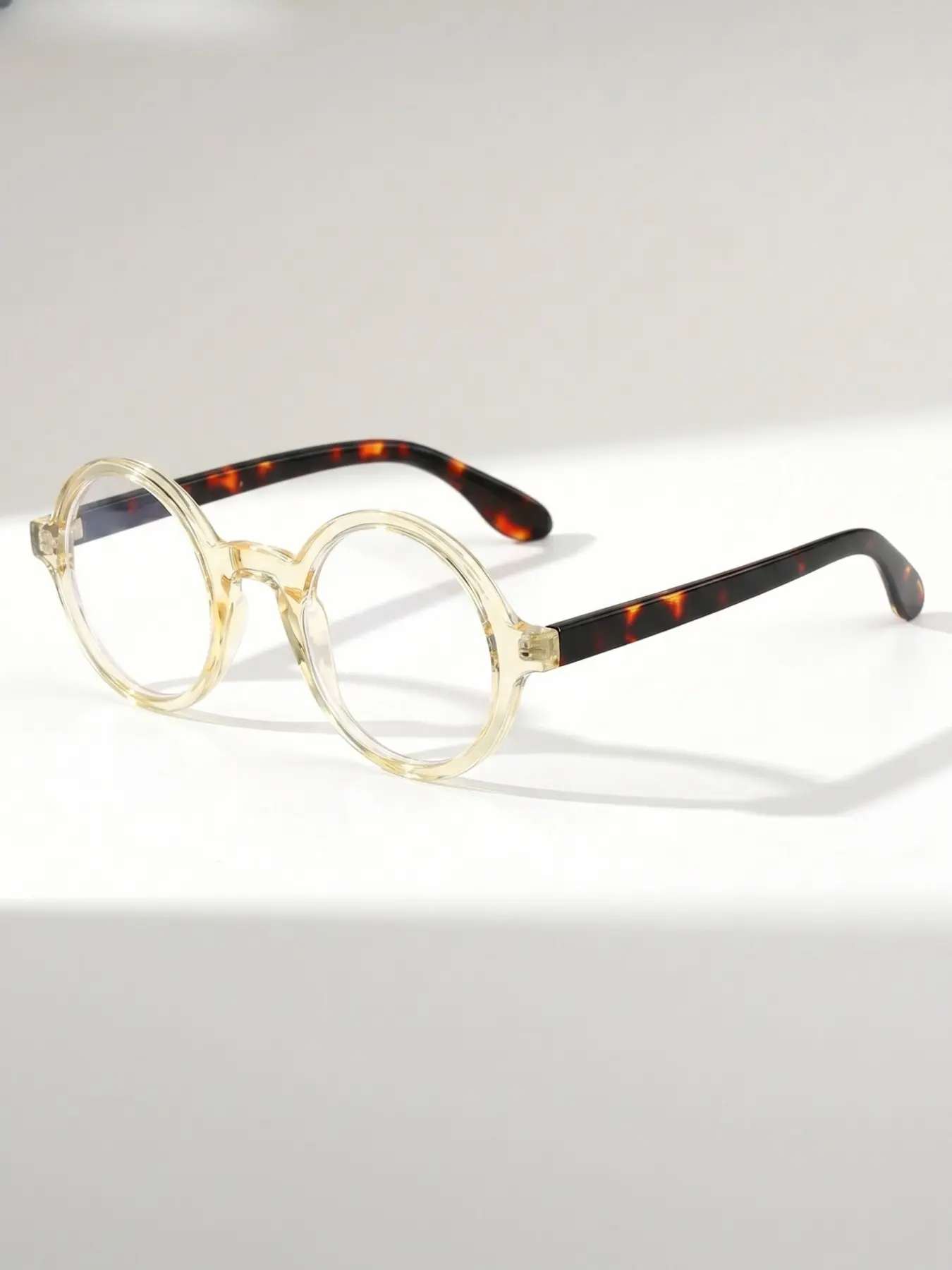 Fashionable Round Frame Glasses, Lazy Bookworm Style, Large Frame, Simple PC Frame, Transparent Lenses, Casual Retro, Daily Wear, Reading, Office, Gift, Clear Frame Glasses, Eyeglasses, Fashion Frames