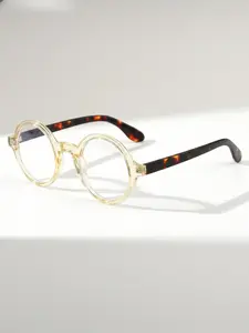 Fashionable Round Frame Glasses, Lazy Bookworm Style, Large Frame, Simple PC Frame, Transparent Lenses, Casual Retro, Daily Wear, Reading, Office, Gift