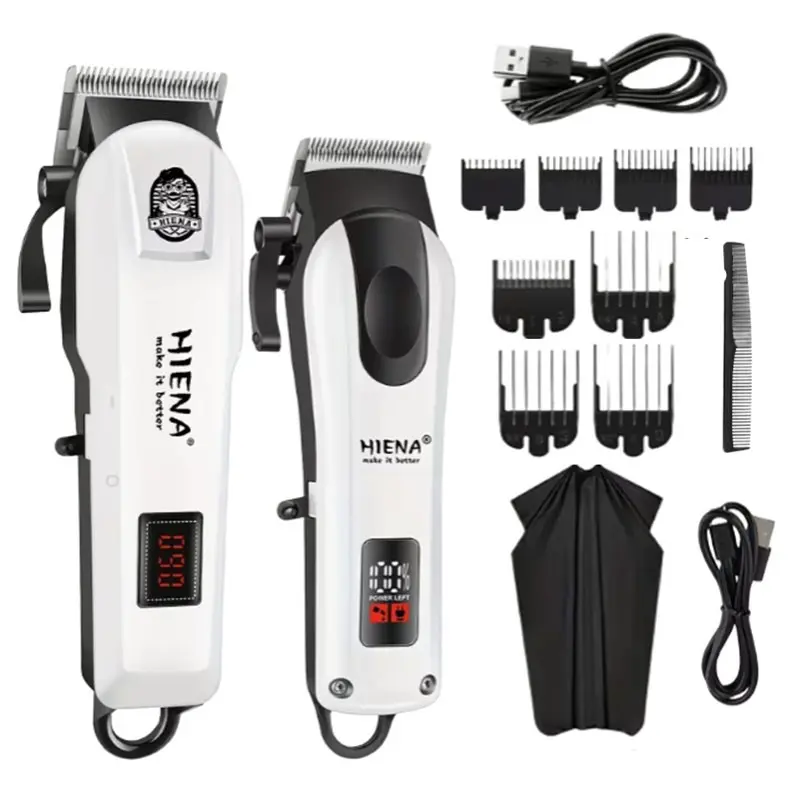 Hiena Professional Hair Cutting Kit, Two-Piece Kit, Rechargeable Hair Clipper, Multi-Function LED Display Trimmer, LED Display Beard Trimmer, Hyn-241 Model