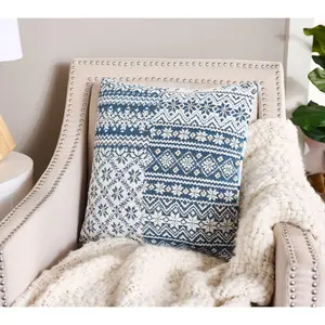 Home Reflections Embroidered Fairisle 18"x18" Pillow