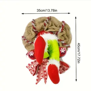 17.72Inch Christmas Thief Wreath，Christmas Elf Leg Wreath， Christmas Burlap Wreath， Holiday Decoration Does not apply