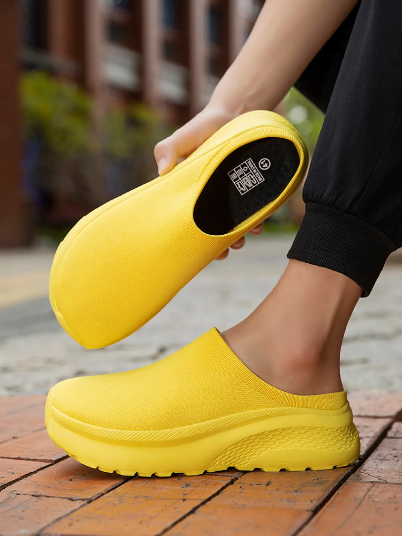 Women's Backless Knit Mule Sneakers, Thick Sole Breathable Walking Shoes, Slip-On Comfortable Casual Slides