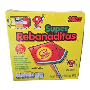 Super Rebanaditas Lollipops with Chili – Watermelon Flavor, 20 Pieces (1 lb 1.6 oz / 500 g)