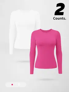 Women's Seamless Compression Long Sleeve Sports Top, Quick Dry Nylon Material, Ideal for Yoga and Fitness, All Seasons Wear