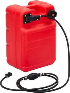 Portable Marine Tank, 6.34 Gallon / 24L Red Container with 9.8ft Hose & Level Gauge, Durable Polyethylene Liquid Transfer Tank for Boat, Outboard, Yacht, Deck & Fishing Use