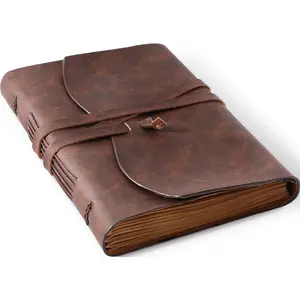 Leather Bound Journal for Men/Women, Rustic   Large Writing Notebook with 240  Lined Pages(5x7 inches), Business/Travel Daily Notepad Sketchbook  - Brown