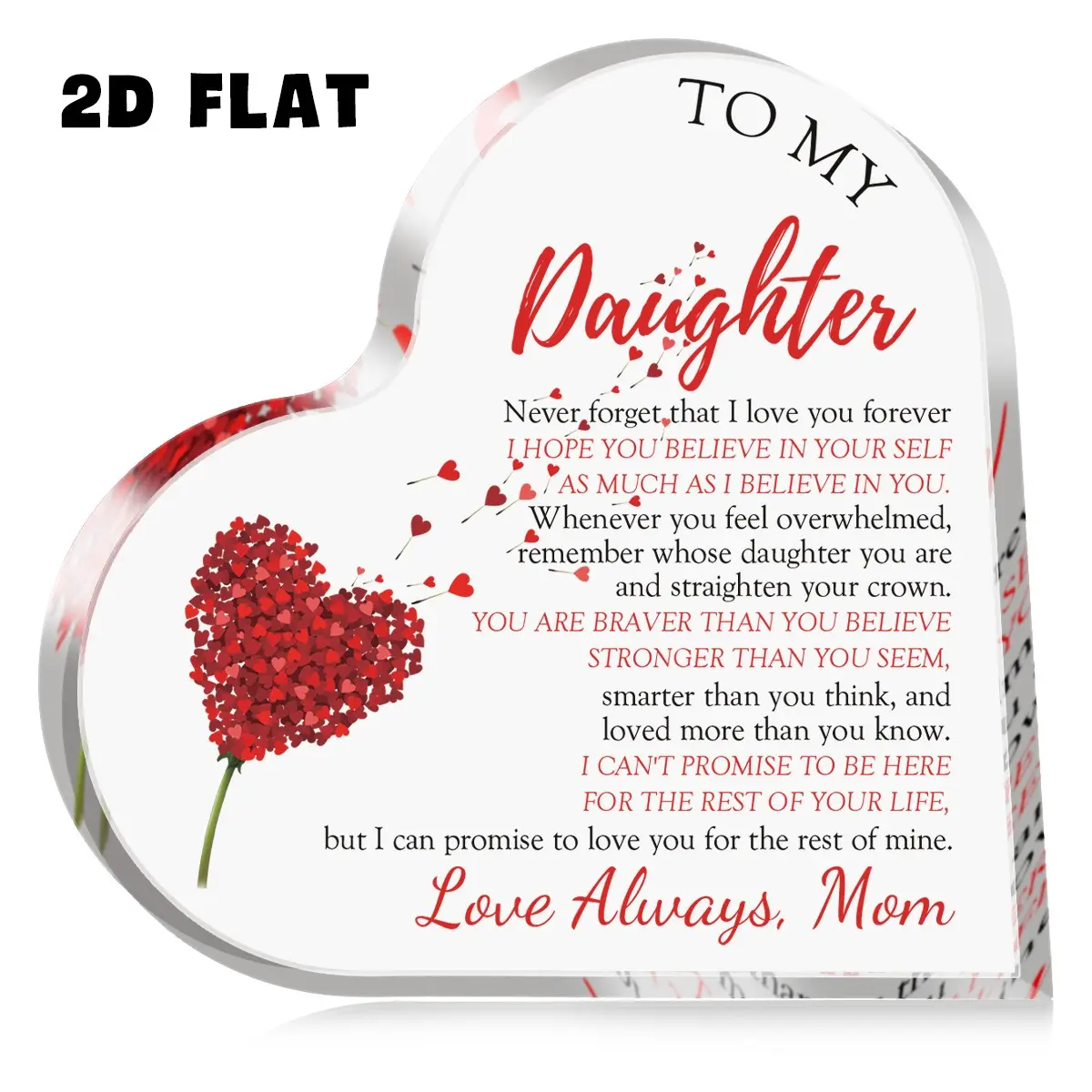 Acrylic Desktop Award Gift for Daughter, Custom Mother-Daughter Gift for Birthdays, Graduations, Weddings, Halloween, Thanksgiving, Christmas