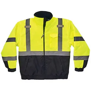 Ergodyne B2274307 GloWear 8377 Type R Class 3 Quilted Bomber Jacket, Lime - Medium