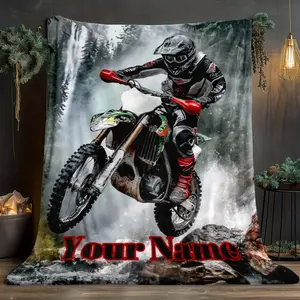 Personalized Riding Action Design Custom Name Road Rider Blanket