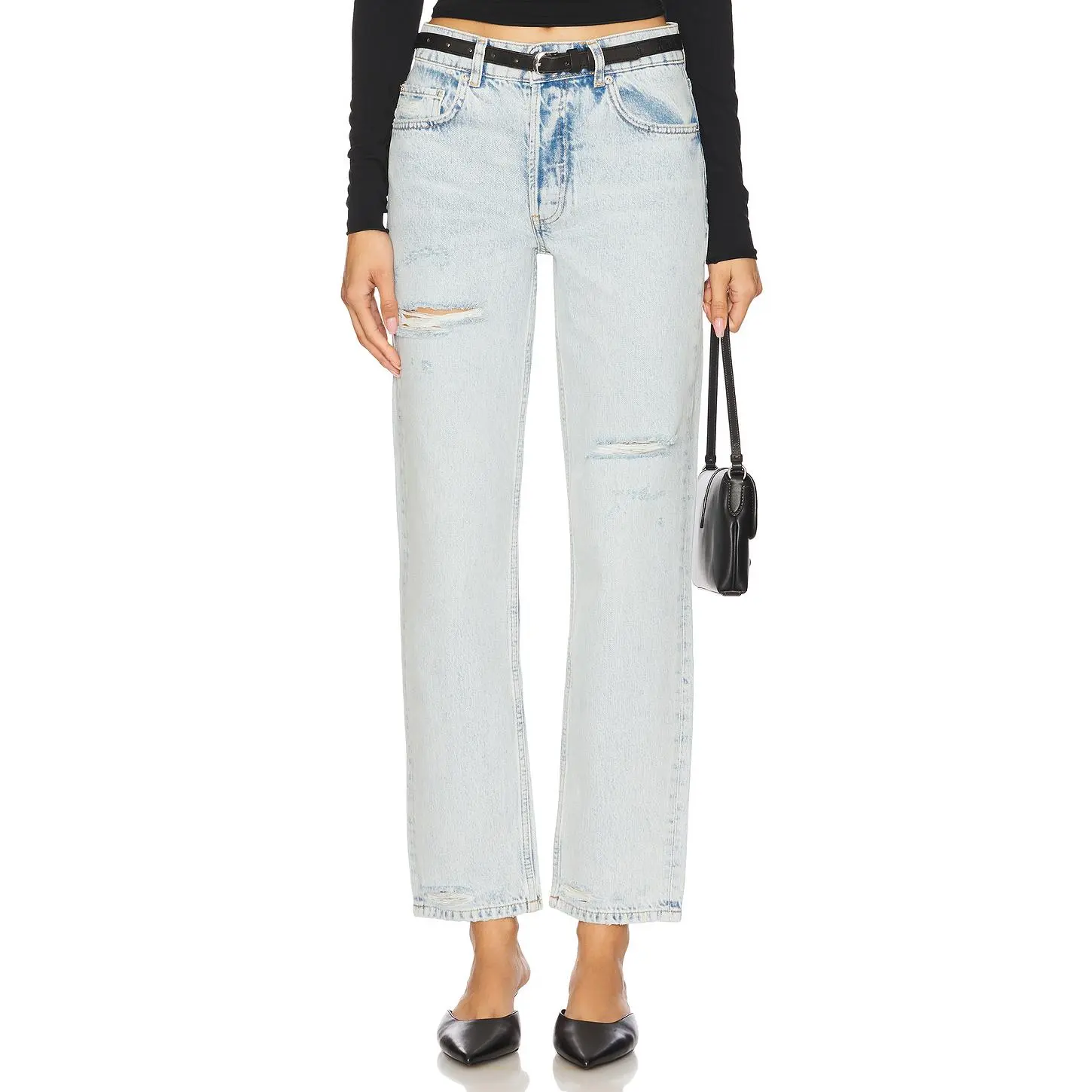 ANINE BING Kate Jeans in Destructed Bleached Blue