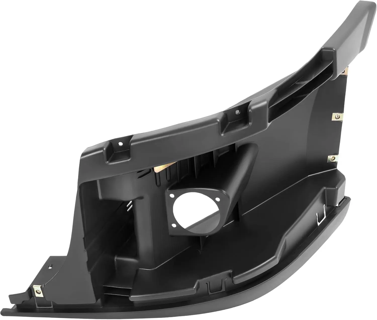 Front Bumper Reinforcement Replacement Part for 2008-2017 Freightliner Cascadia Trucks, Left Driver Side Inner Corner Extension with Fog Light Cut-Out, Black PP Plastic, Bolt-On, Strengthens Bumper