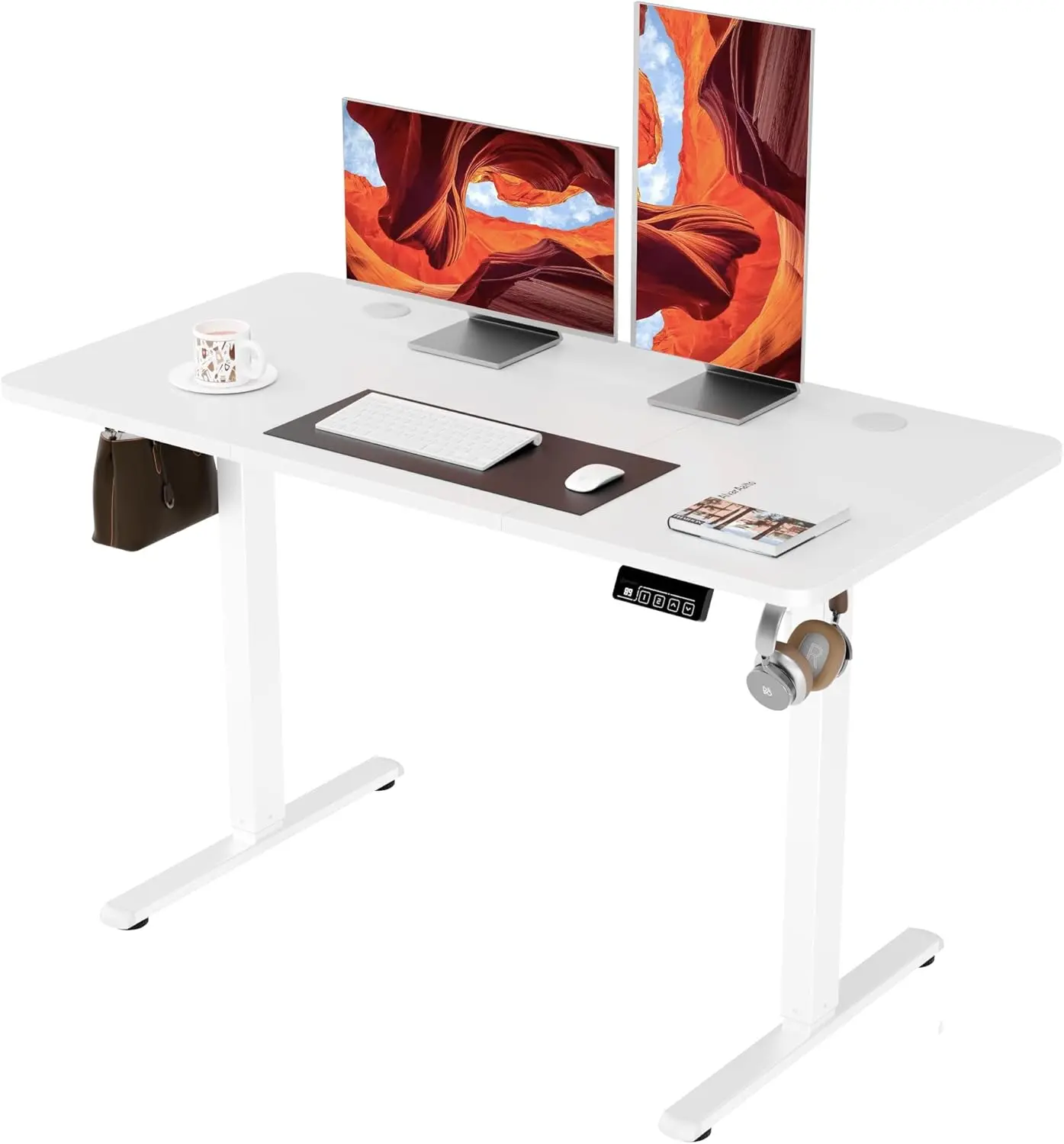 47"x24" Standing Desk, Height Adjustable Sit-Stand Office, White | Electric Adjustable Standing Desk, Sit to Stand Computer Office Desk with Splice Board, Memory Preset, Lifts 28.7''-46.5