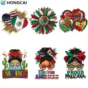 6 Piece Patriotic Heat Transfer Stickers, Usa & Mexico Flag Patterns, Durable Iron-On Patches for DIY Clothing & Accessories