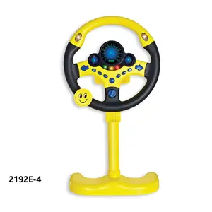 Children's Simulated Racing Steering Wheel, 360 Degree Rotating Simulated Driving Steering Wheel, Co Pilot Steering Wheel Toy, With Lights, Music, Base, Learning Road Traffic Knowledge Toy, Need to Use 3 1.5V "AA" Batteries(Batteries Not Included)
