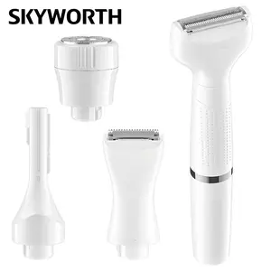 Skyworth Electric Trimmer for Man & Women, Rechargeable 4 in 1 Body & Facial Hair Removal, Waterproof Wet & Dry Use Precise Safe Trimmer