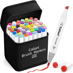 Alcohol Brush Markers, 51 Colors Dual Tip-Artist Brush & Chisel Tip Sketch Art Markers, School Supplies, Pens for Lettering, Cards, Drawing - Mothers Day Gift