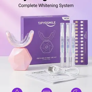 Teeth Whitening Kit with LED Light, 32 Leds, Whitening Strips, Pen Agent, Gel Injector, U-Shape Tray, Portable Home Oral Beauty Set