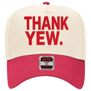 "THANK YEW" Graphic Trucker Hat - Retro Mesh Back Snapback Cap for Men & Women - Streetwear Aesthetic White Baseball Hat