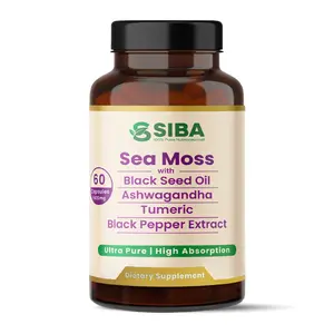 SIBA Sea Moss | Herbal Blend with Black Seed Oil Ashwagandha Turmeric & Black Pepper Extract Ultra Pure High Absorption Plant-Based Supplement