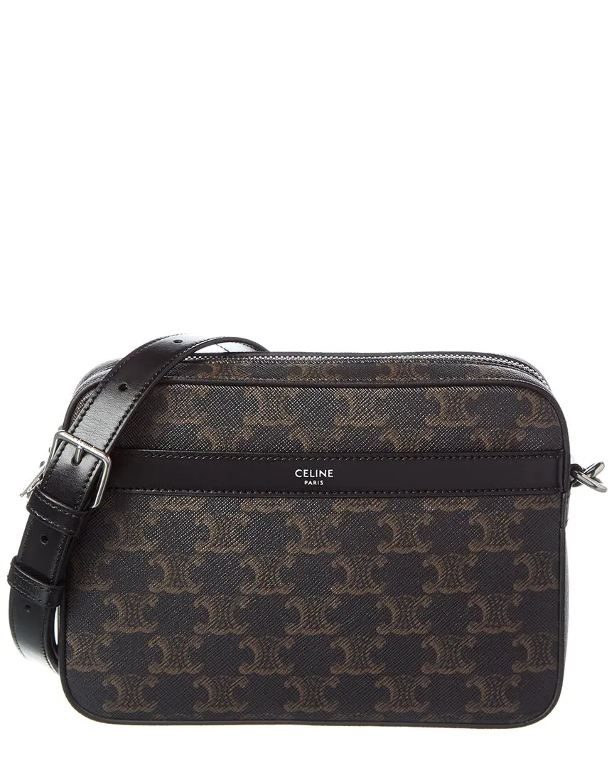CELINE Small Triomphe Canvas & Leather Crossbody