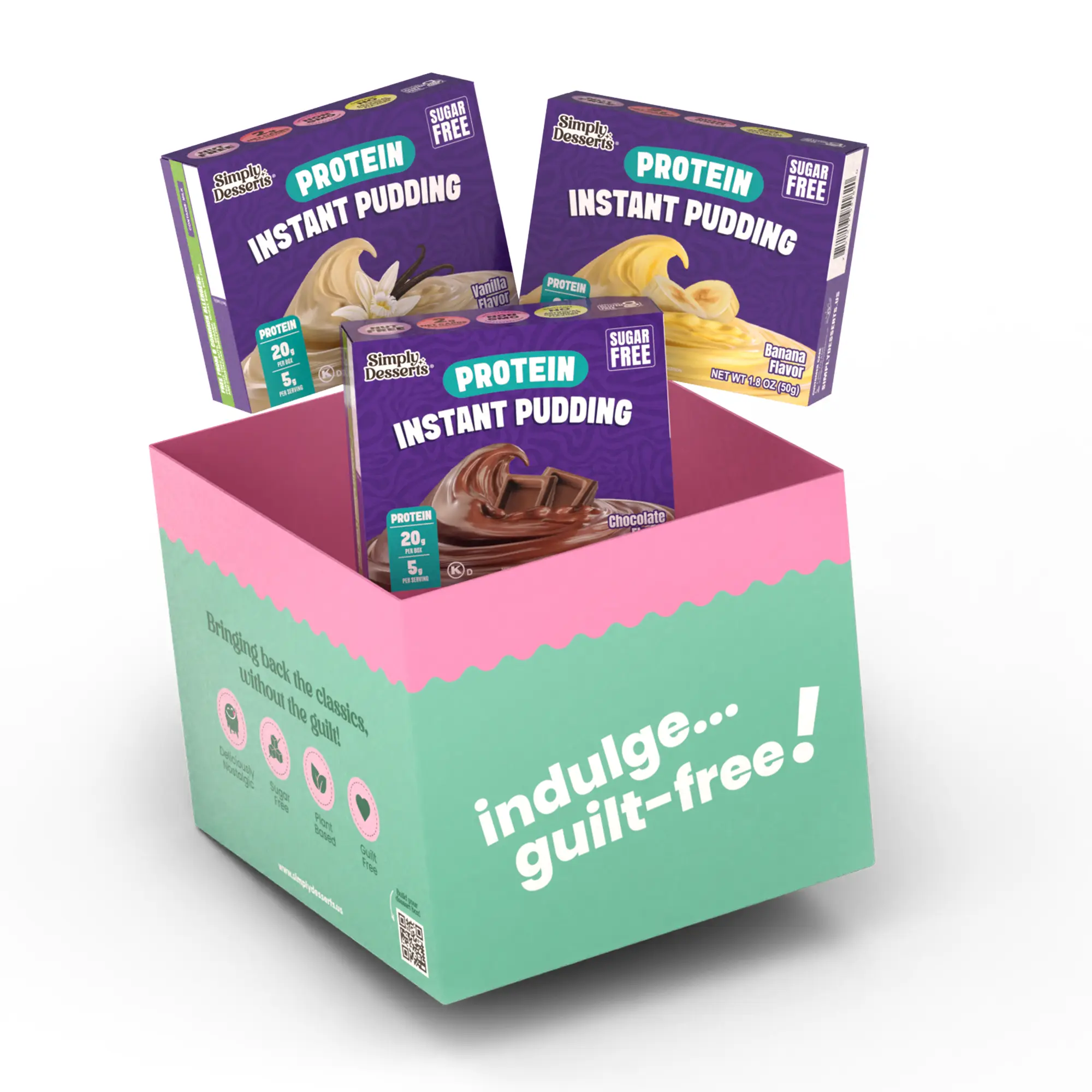 Simply Desserts Protein Pudding 3 Pack - Variety Pack with Chocolate Vanilla and Banana