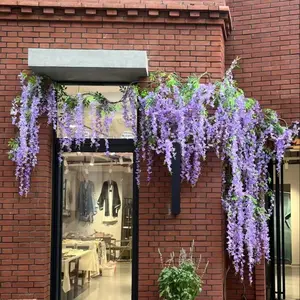 SATYAM KRAFT 12 Pcs  Artificial Wisteria Vine Garland | Long Silk Hanging Flowers String for Diwali, Navratri, Wedding, Party, Festival & Home Decoration (Ratta, Fake Floral, Multicolor)