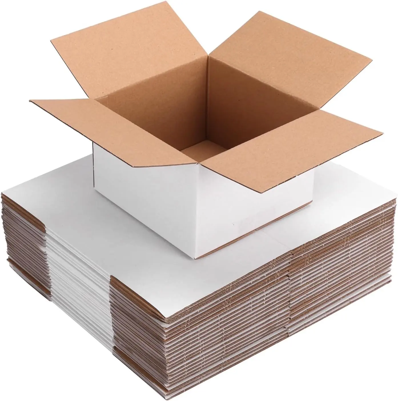 25 Packs Small Shipping Boxes 8x8x6 Inches White Corrugated Cardboard Box for Shipping Packing Business DIY