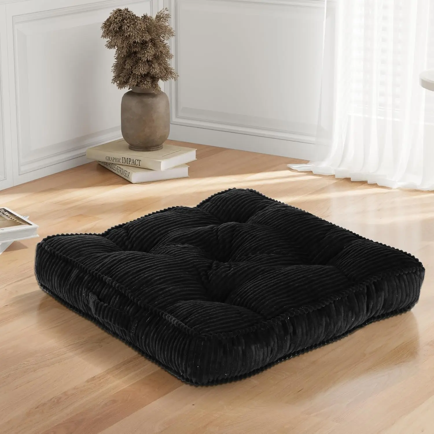 Meditation Floor Cushion, 24x24 Tufted Floor Pillow for Adults