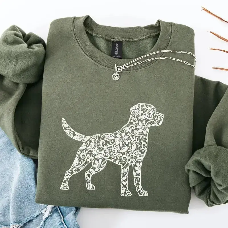 Labrador Retriever Sweatshirt - Lab Mama Shirt, Labrador Lover Gift, Yellow & Chocolate Lab Mom Crewneck Cotton Fabric - KitchenEra Casual Everyday