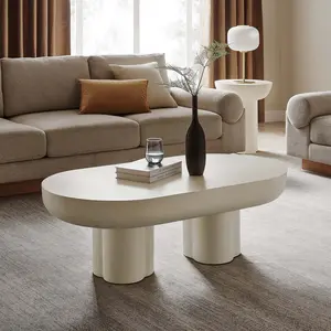 Modway Caspian Oval Concrete Coffee Table in White