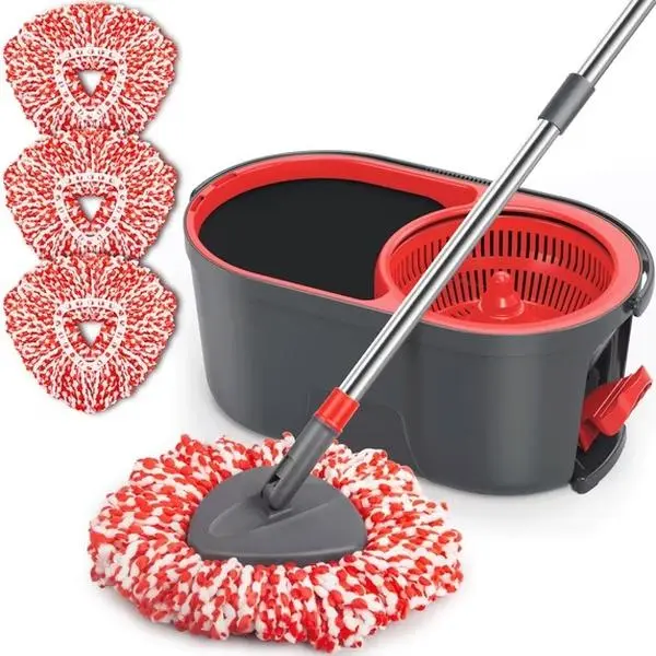 Microfiber Spin Mop and Bucket System with Foot Pedal Wringing Set for Floor Cleaning Heavy Duty Mop