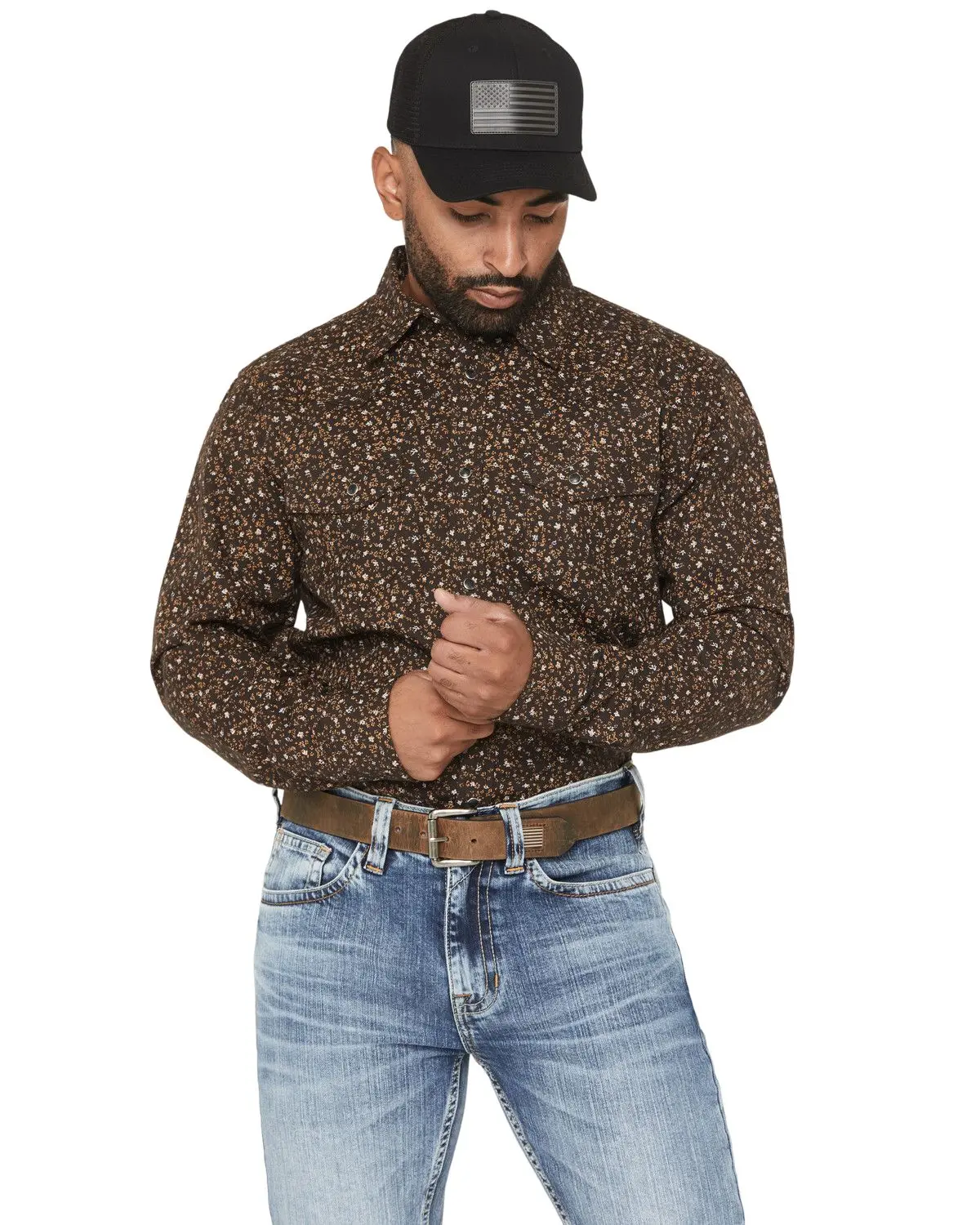 Cody James Men's Men'S Fr Milkweed Printed Long Sleeve Stretch Work Shirt - Cjfrfa25w4-Dkbn