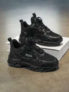 New Solid Color Rotating Buckle Adjustable Sports Shoes, Soft Sole Comfortable Cushioned Running Sneakers for Kids School Streetwear Trainer Shoes