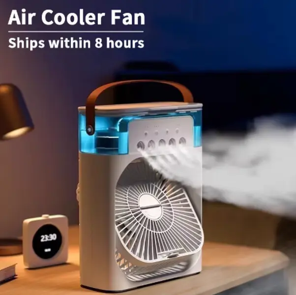 3 In 1 New Fan AIr Conditioner Household Small Air Cooler LED Night Light Portable Humidifier Air Adjustment Fan Office Home Fan