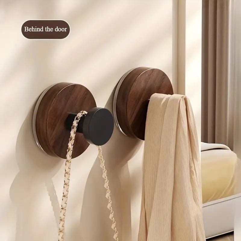 2pcs Compact Stainless Steel Adhesive Suction Cup Mount Towel Hooks Set Pack - Bathroom Hardware, No-Drill Heavy-Duty, Behind Door/Cabinet Mount, Easy-Install Space-Saving Home Organizer